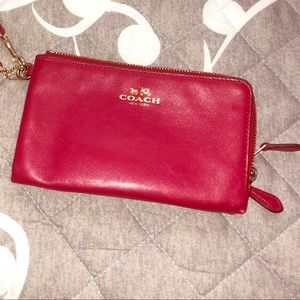 Coach wristlet red 2 pockets